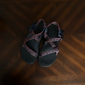 Red and Navy Strap Chaco Sandals